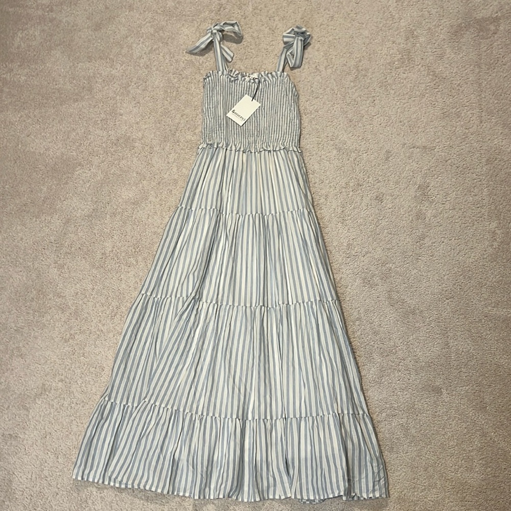Maxi Dress. Blue and white stripped